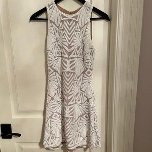 Nude and White Sequin Mini Dress